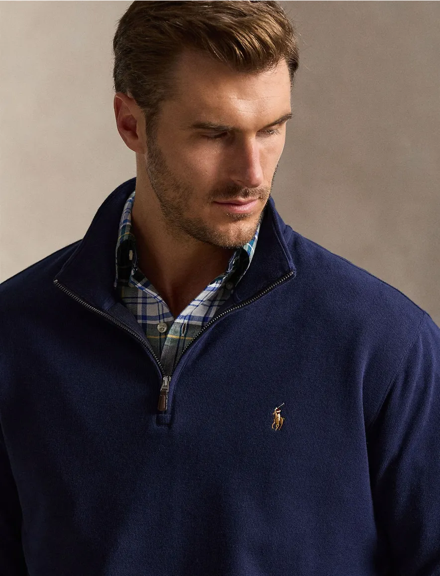 Polo Ralph Lauren Big & Tall half zip trui donkerblauw