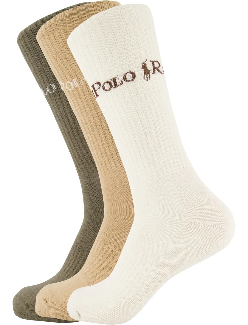 Sokken Polo Ralph Lauren beige bruin wit, groen wit 3-pack sports