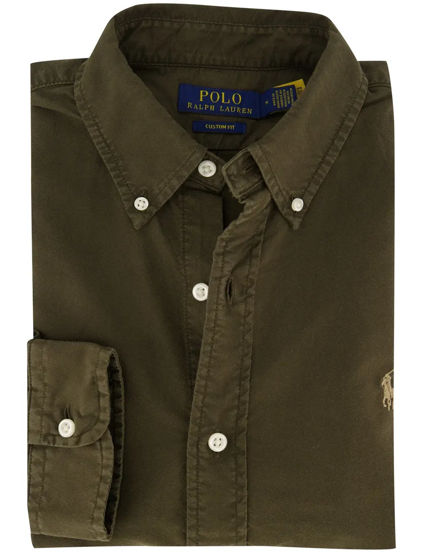 Overhemd Polo Ralph Lauren Custom Fit groen rib