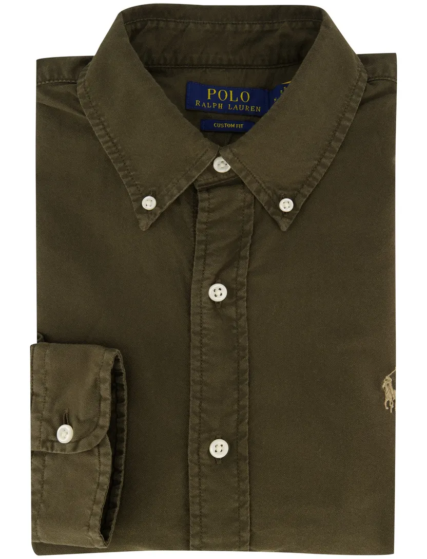 Overhemd Polo Ralph Lauren Custom Fit groen rib
