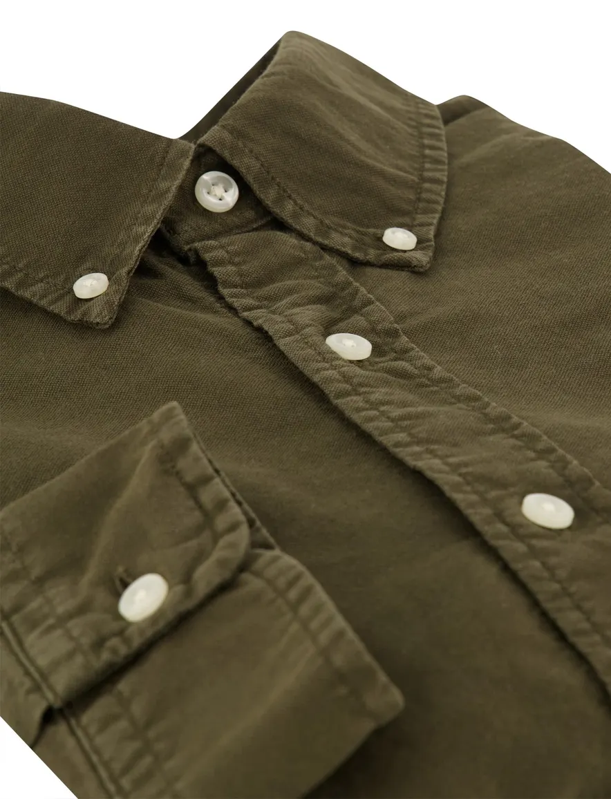 Polo Ralph Lauren Custom Fit overhemd olijfgroen effen rib