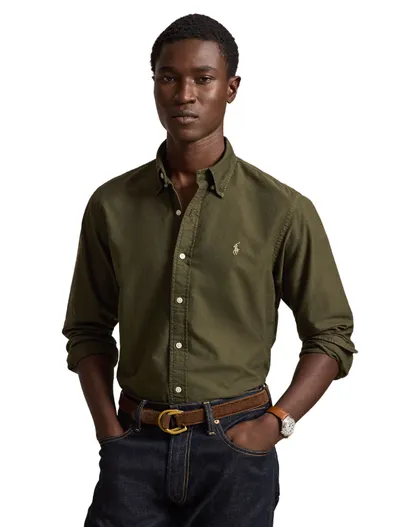 Polo Ralph Lauren Overhemd Polo Ralph Lauren Custom Fit groen rib
