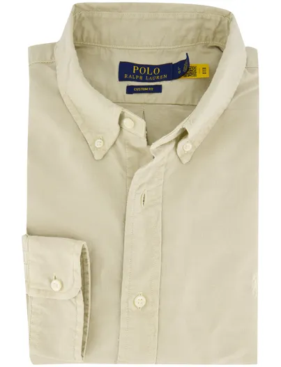 Polo Ralph Lauren Polo Ralph Lauren Custom Fit overhemd creme met rib