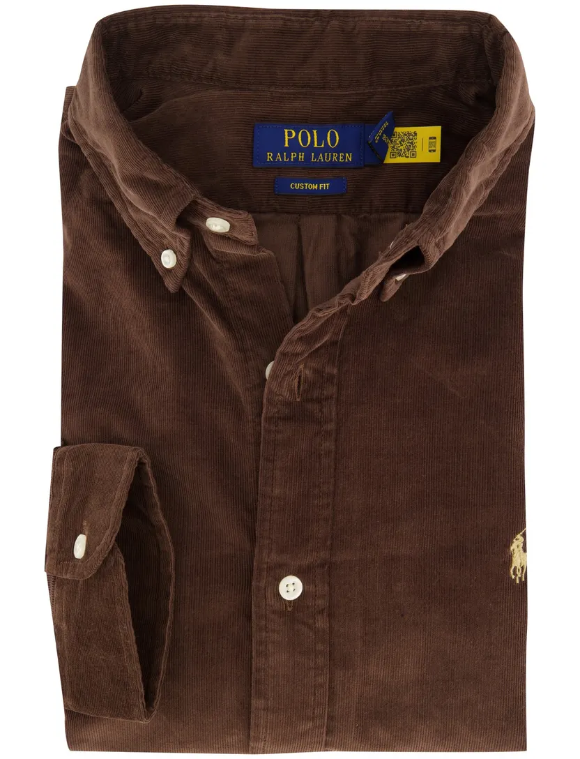Overhemden Polo Ralph Lauren Custom Fit bruin rib