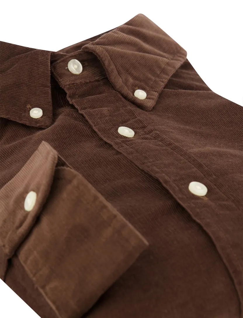 Overhemden Polo Ralph Lauren Custom Fit bruin rib