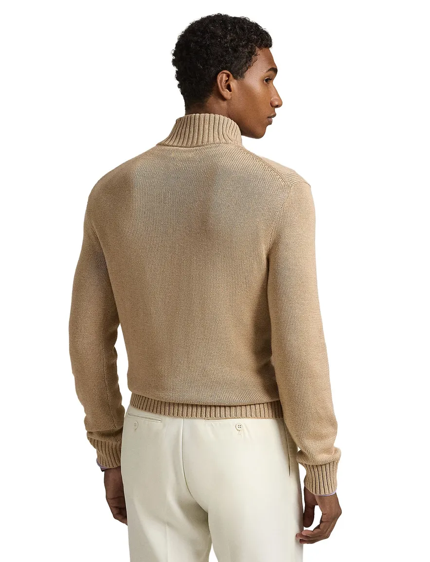 Polo Ralph Lauren trui half zip camel gemeleerd
