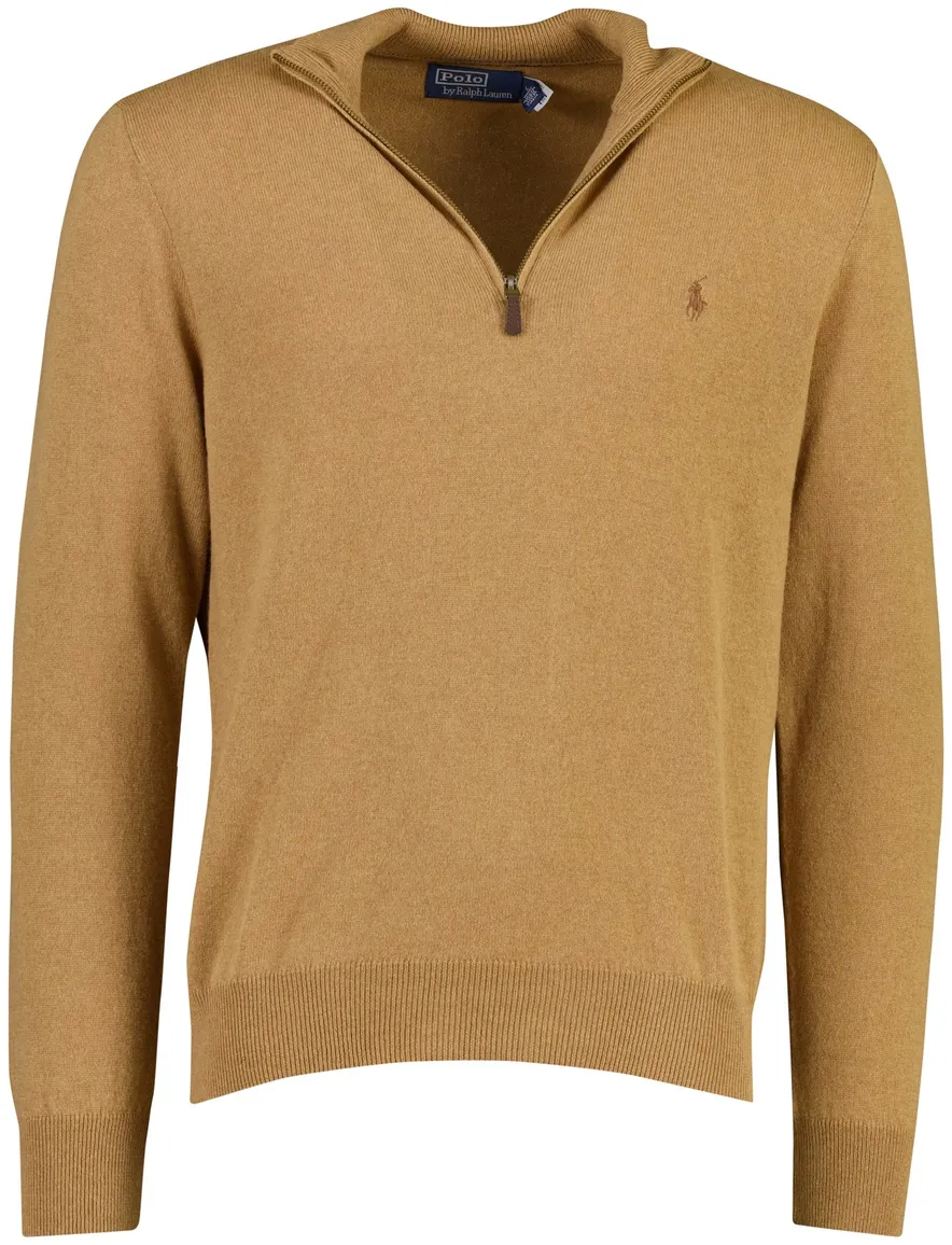 Polo Ralph Lauren trui half zip camel gemeleerd
