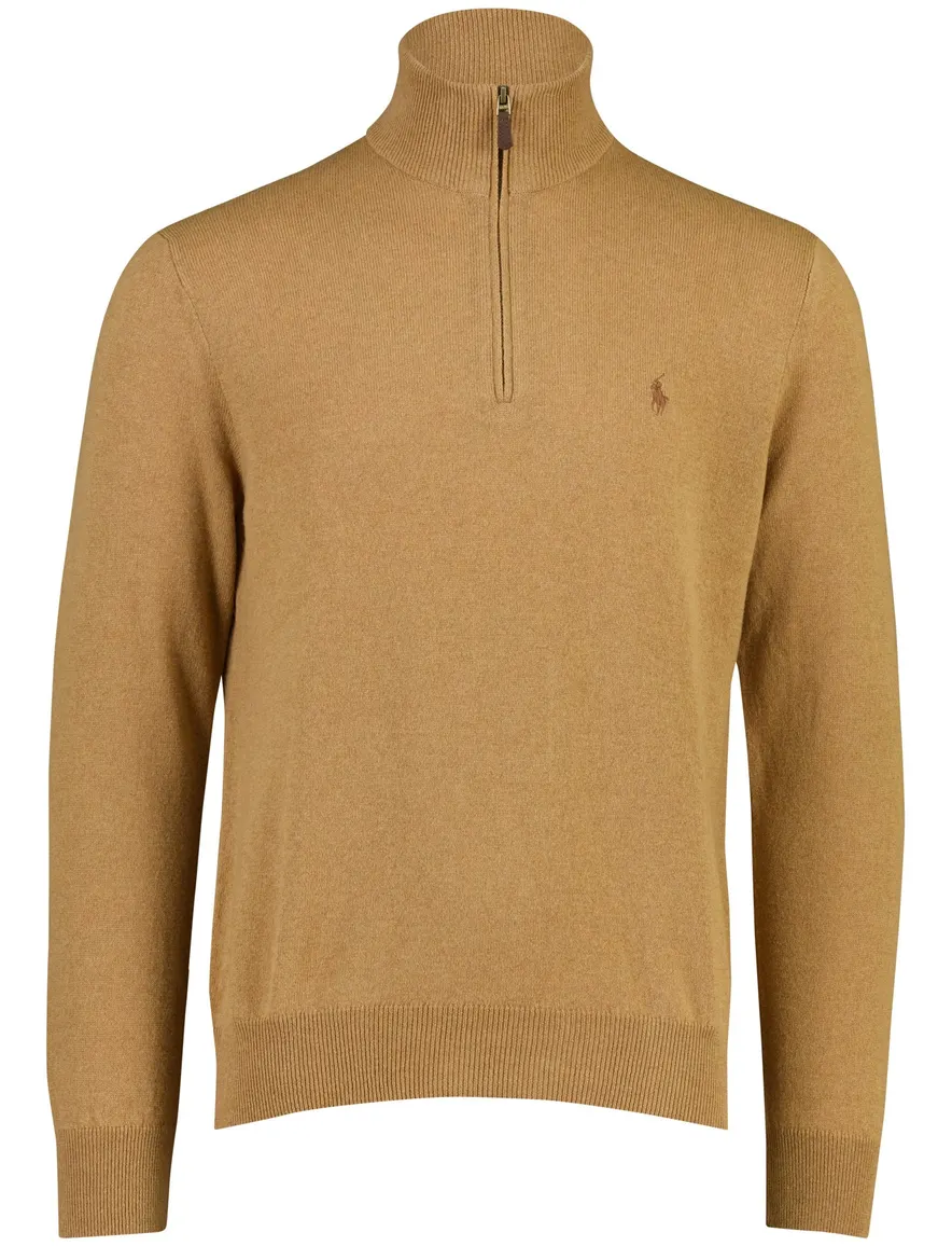 Polo Ralph Lauren trui half zip camel gemeleerd
