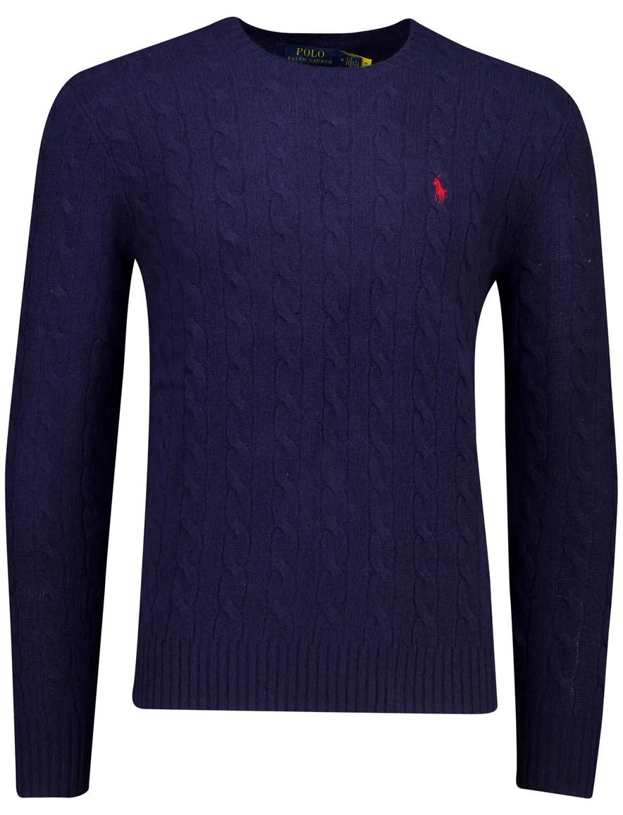 Polo Ralph Lauren trui ronde hals donkerblauw gebreid