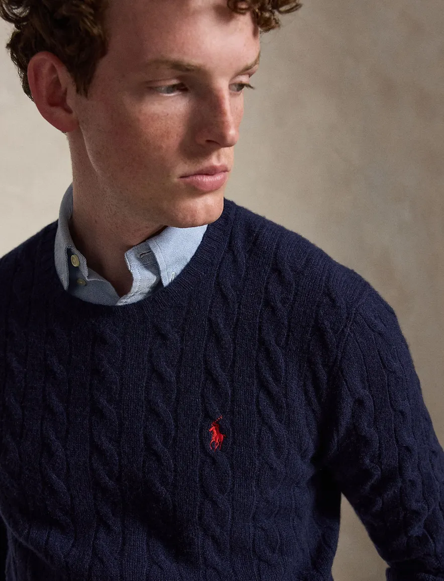 Polo Ralph Lauren kabeltrui ronde hals navy