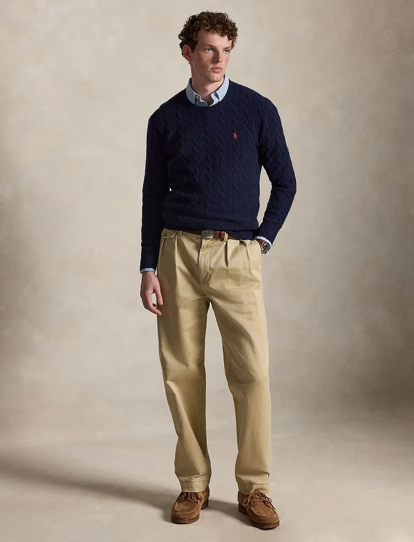Kabeltrui Polo Ralph Lauren donkerblauw wol