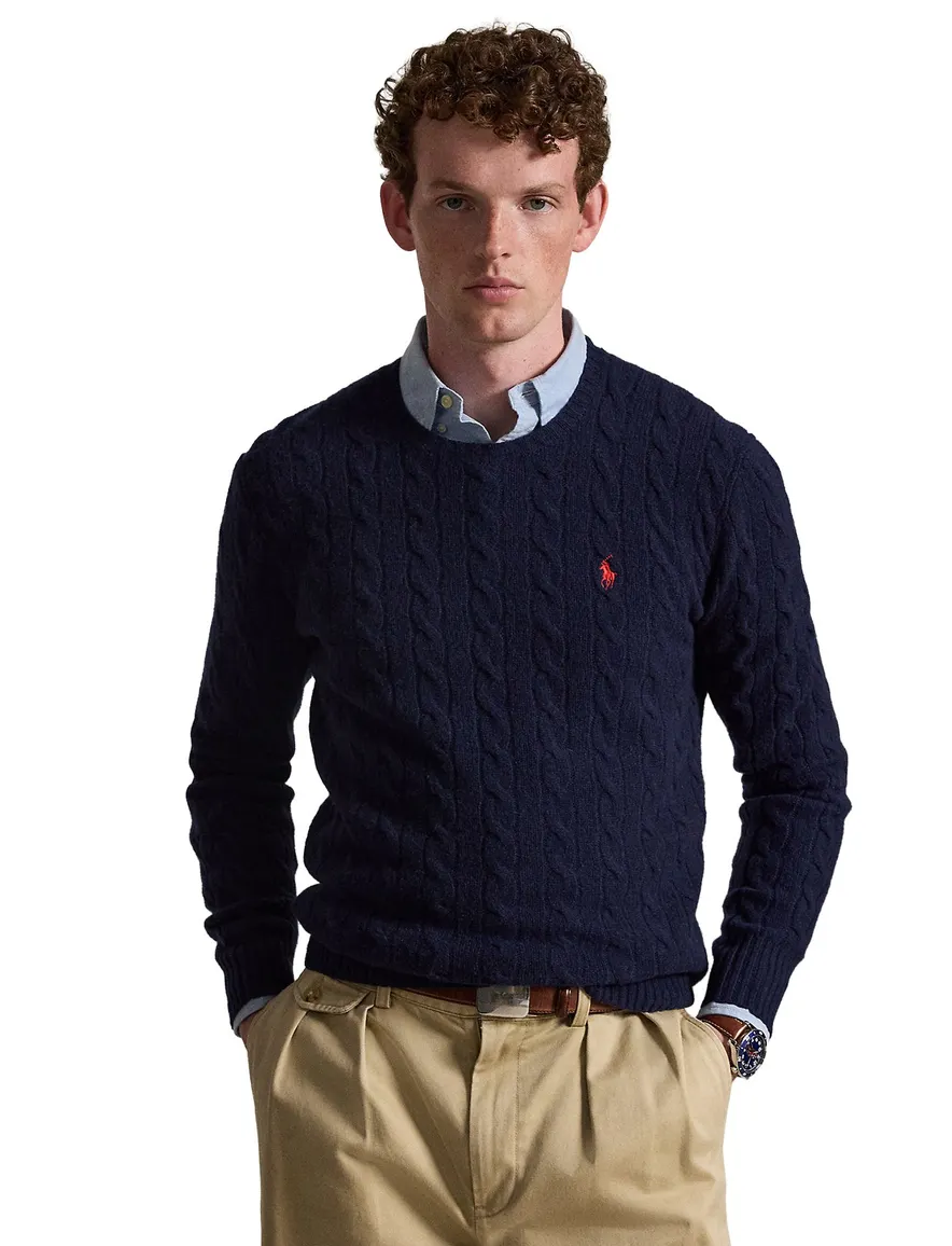 Polo Ralph Lauren kabeltrui ronde hals navy