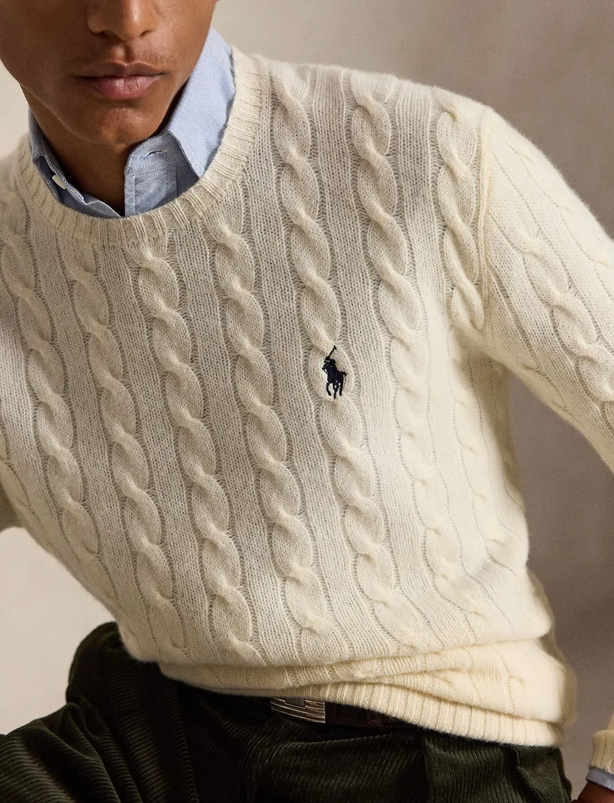 Polo Ralph Lauren kabeltrui ronde hals creme