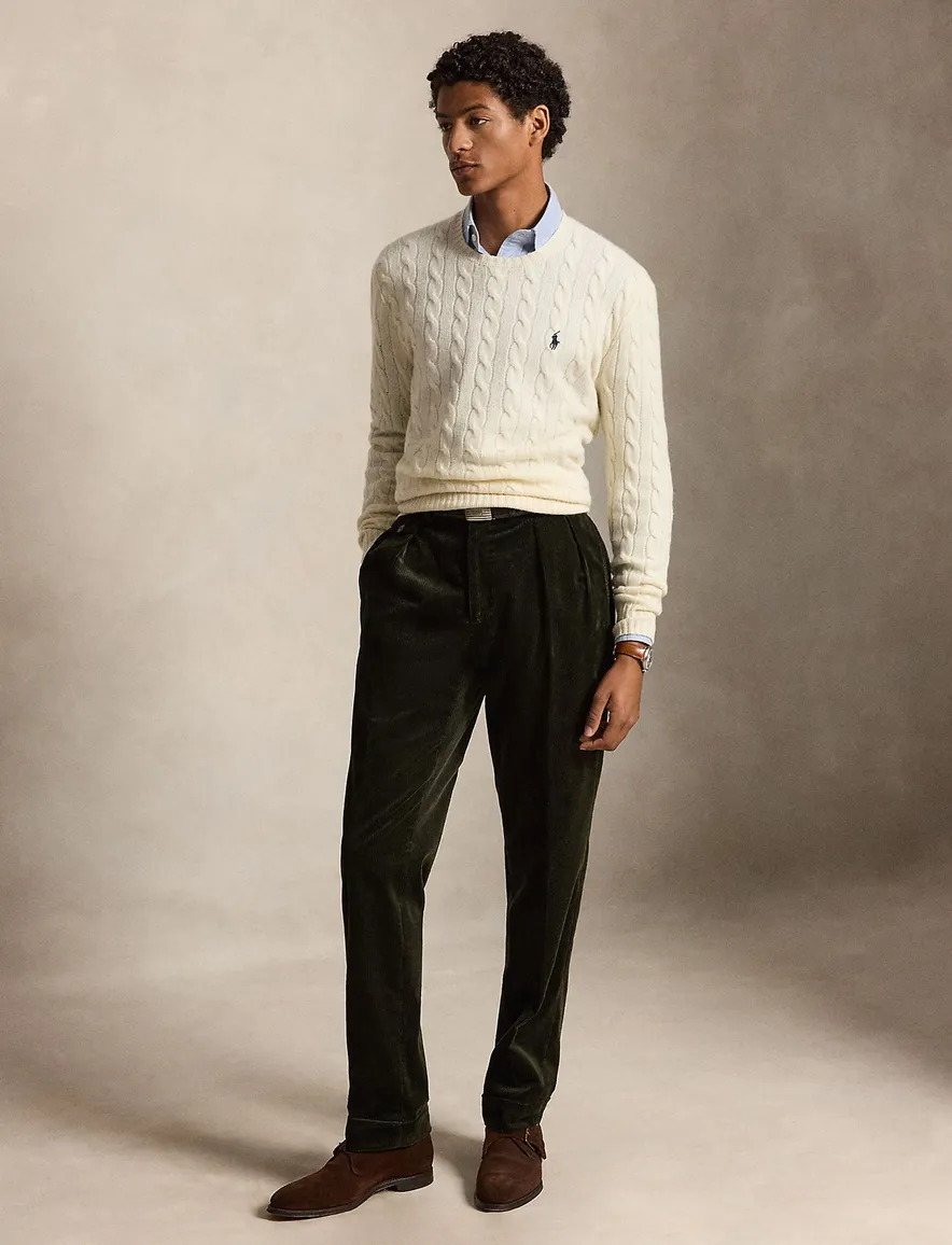 Polo Ralph Lauren kabeltrui ronde hals creme