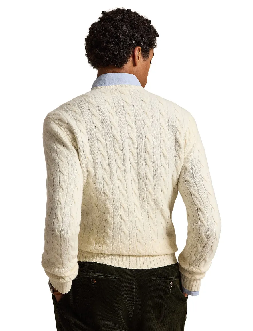 Polo Ralph Lauren kabeltrui ronde hals creme