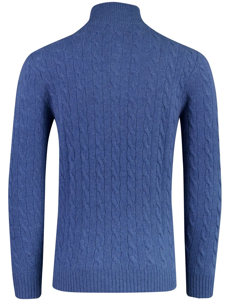 Blauwe kabeltrui Polo Ralph Lauren half zip