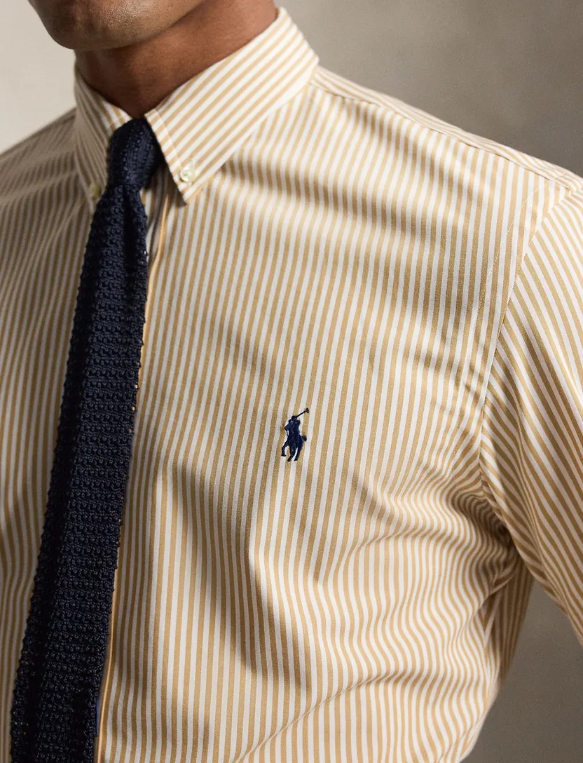 Polo Ralph Lauren Custom Fit beige gestreept stretch
