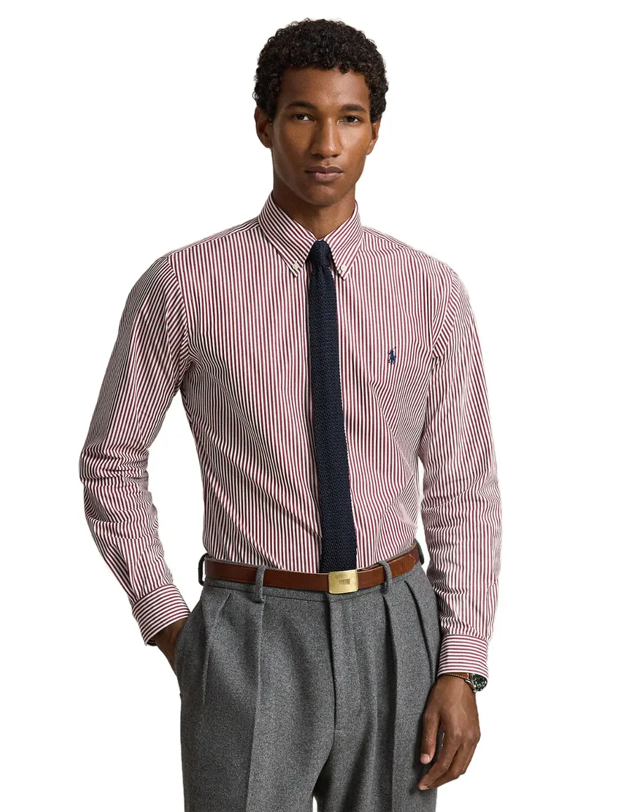 Polo Ralph Lauren Custom Fit overhemd rood gestreept stretch