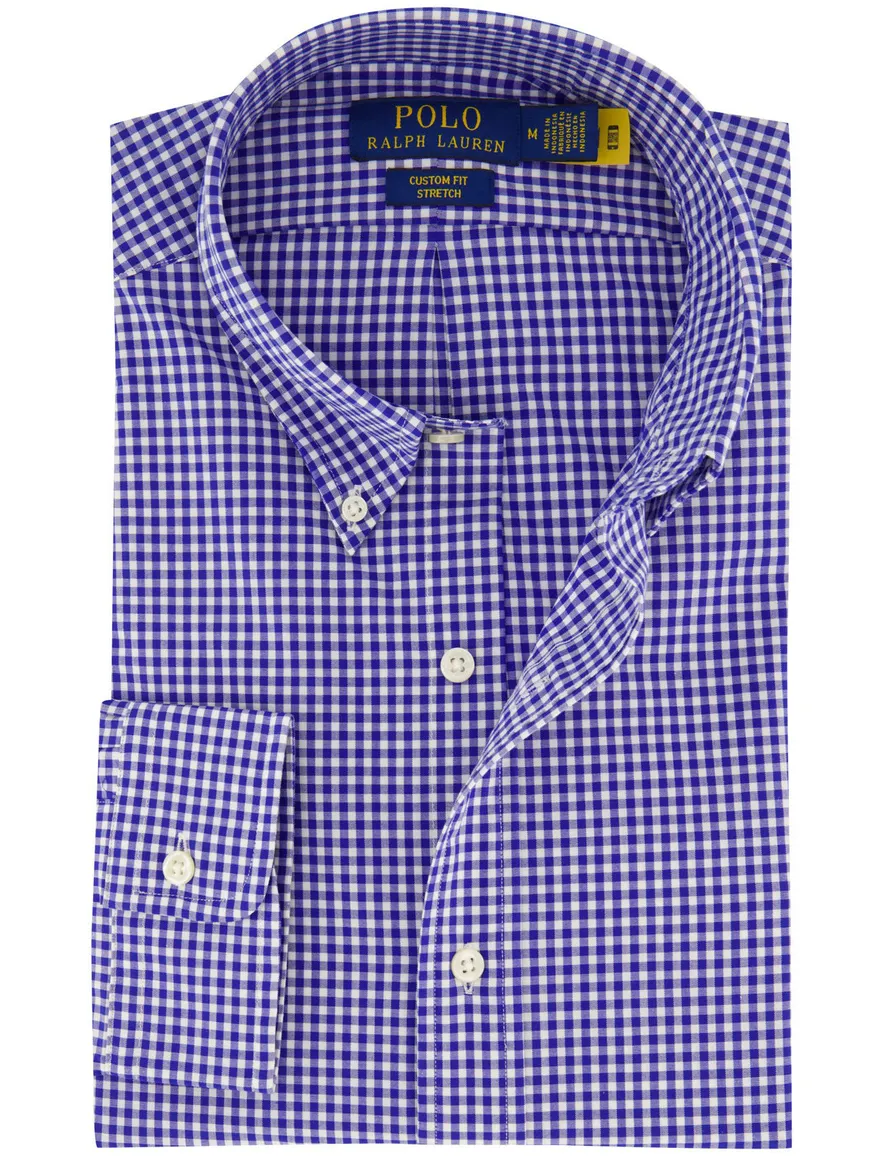 Polo Ralph Lauren Custom Fit geruit overhemd blauw
