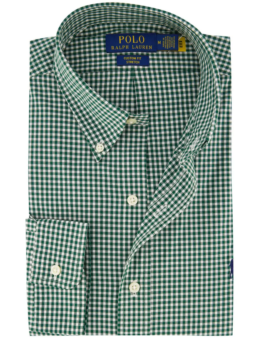 Polo Ralph Lauren Custom Fit overhemd donkergroen geruit