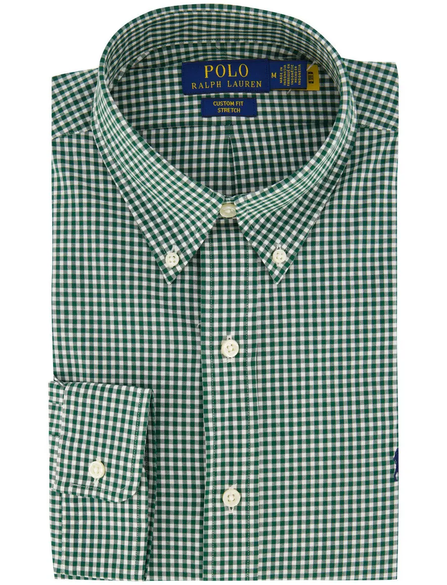 Polo Ralph Lauren Custom Fit overhemd donkergroen geruit