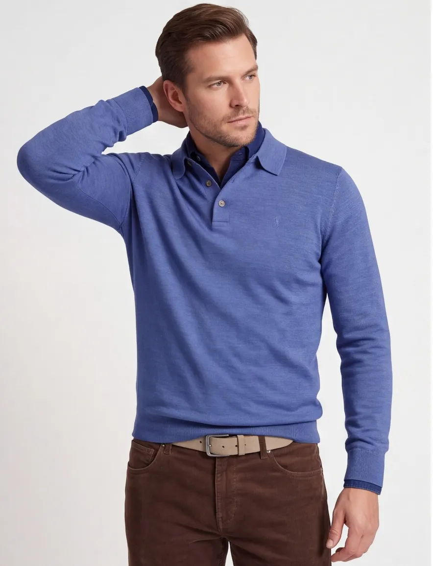 Polo Ralph Lauren Classic Fit poloshirt blauw gemeleerd gebreid