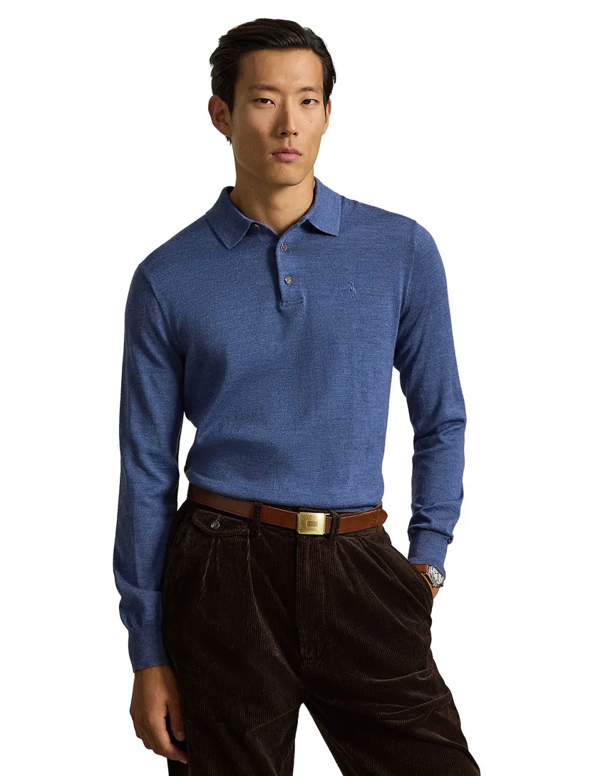 Poloshirt Polo Ralph Lauren Classic Fit blauw wol