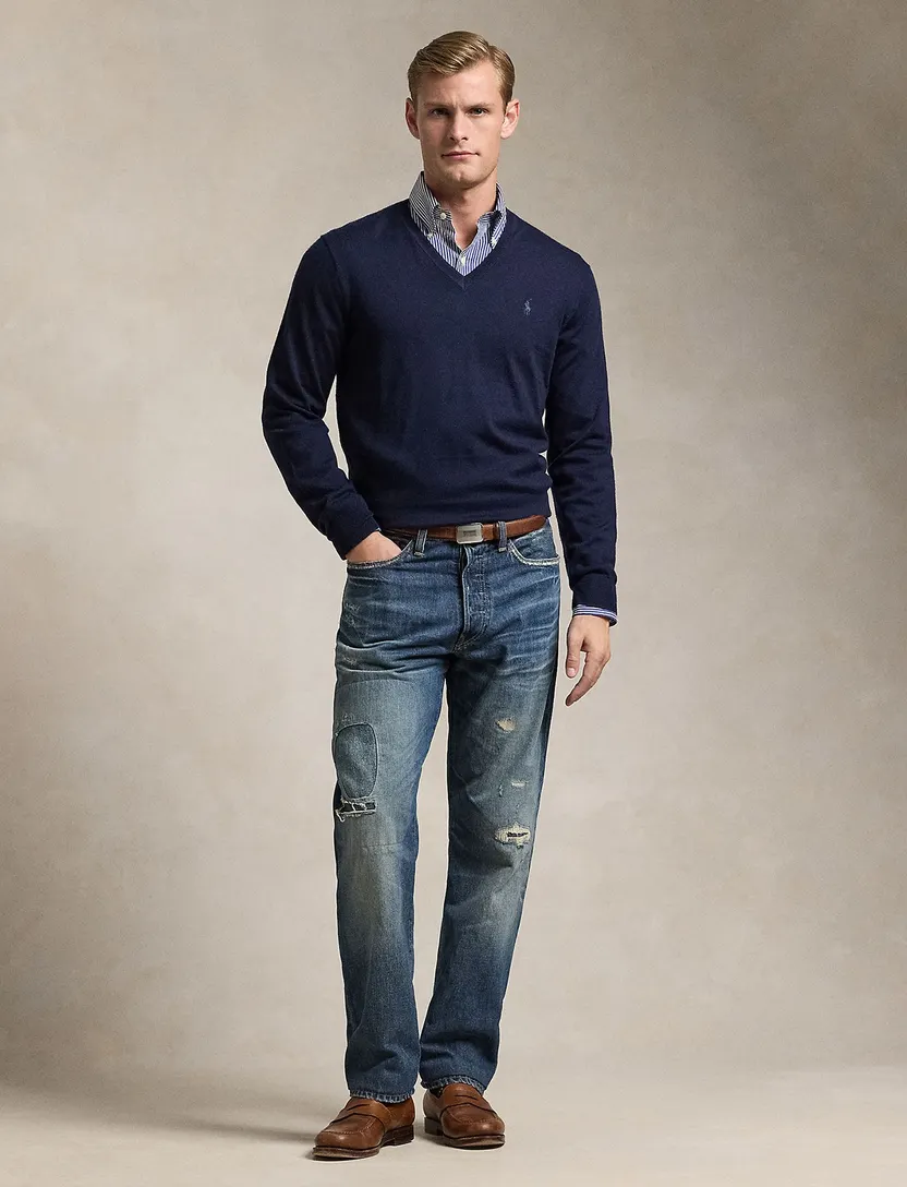 Trui Polo Ralph Lauren navy v-hals wol