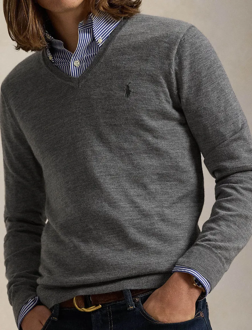 Polo Ralph Lauren trui grijs v-hals