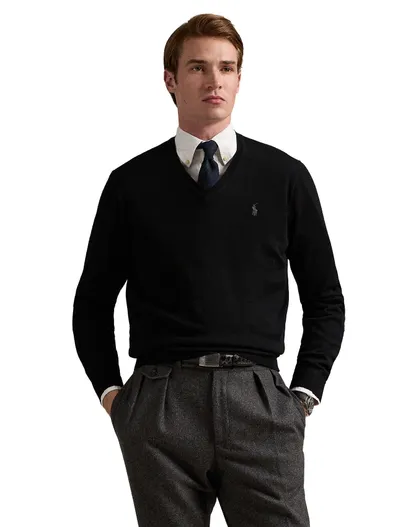 Polo Ralph Lauren Trui Polo Ralph Lauren v-hals zwart wol