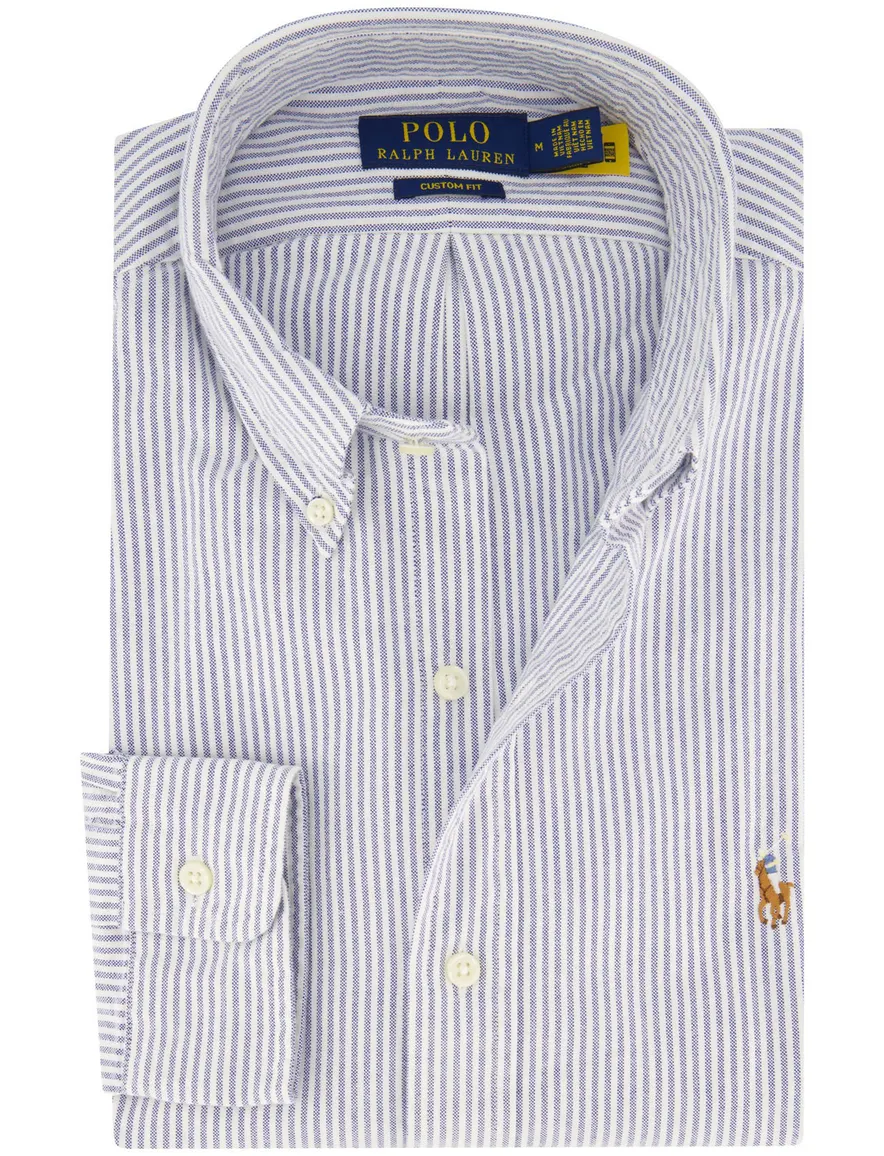 Polo Ralph Lauren Custom Fit overhemd donkerblauw gestreept
