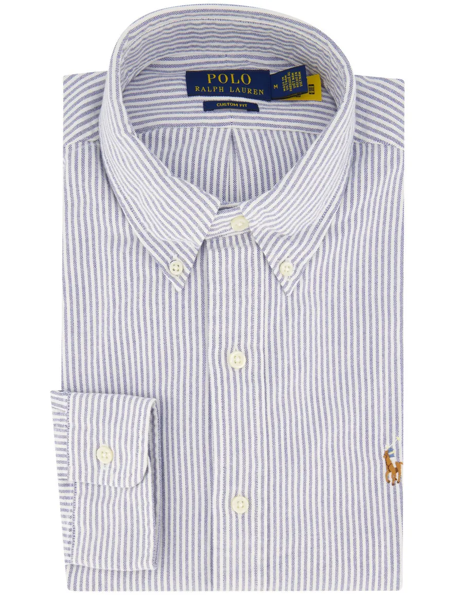 Polo Ralph Lauren Custom Fit overhemd donkerblauw gestreept