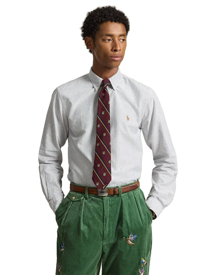 Overhemd Polo Ralph Lauren Custom Fit donkerblauw katoen
