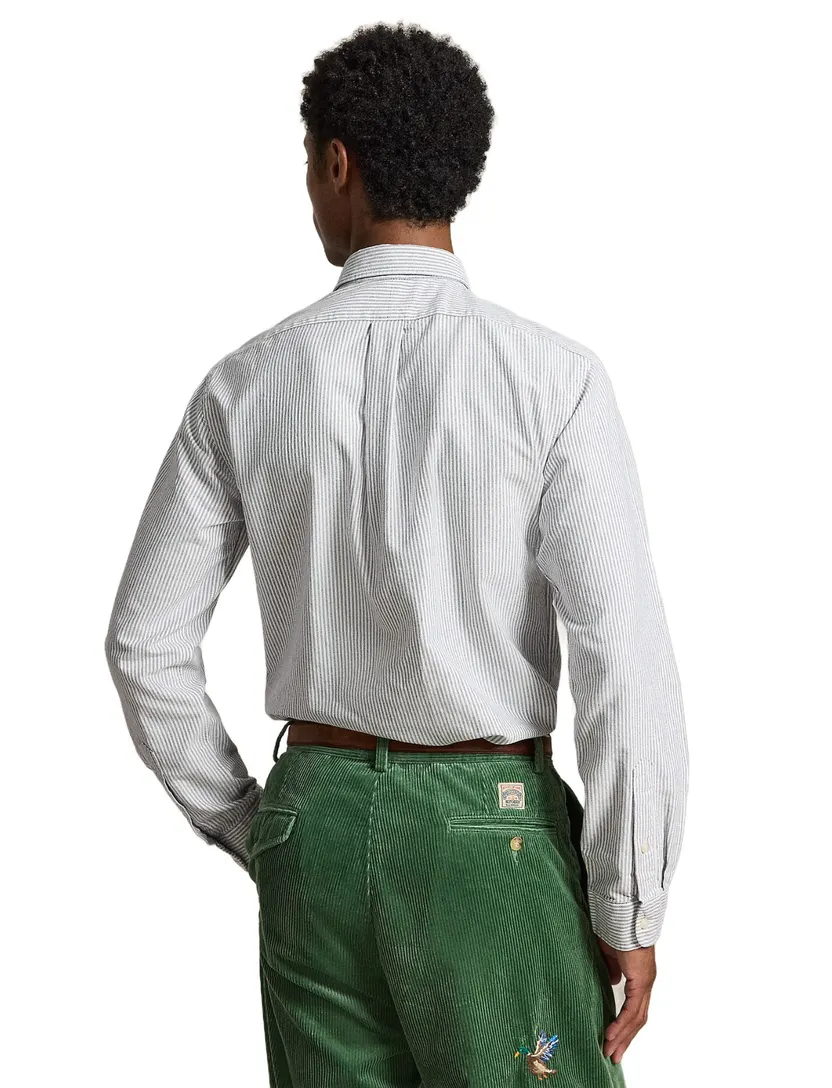 Overhemd Polo Ralph Lauren Custom Fit donkerblauw katoen