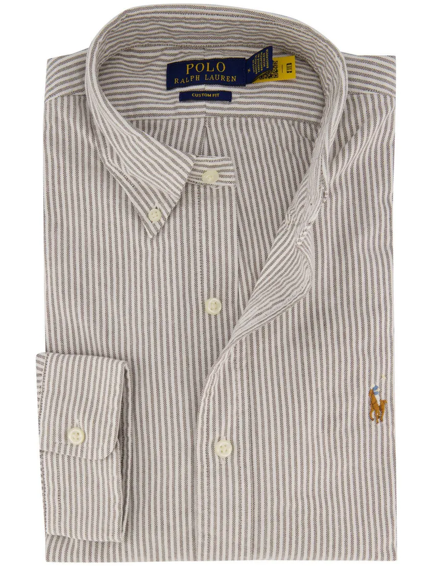 Polo Ralph Lauren Custom Fit gestreept bruin overhemd
