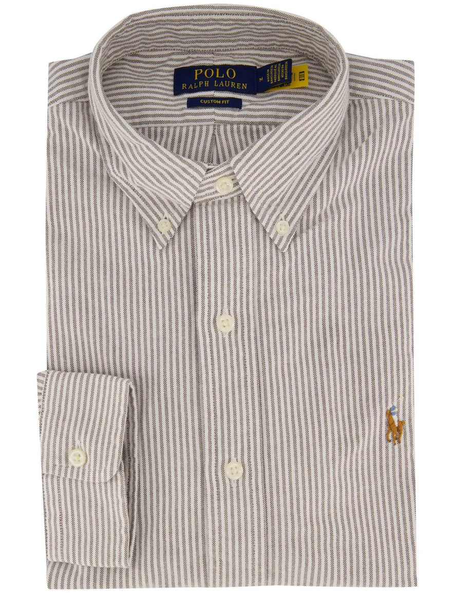 Polo Ralph Lauren Custom Fit gestreept bruin overhemd