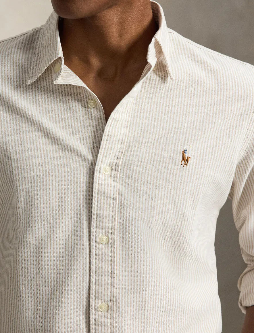 Polo Ralph Lauren Polo Ralph Lauren Custom Fit Overhemd Beige Ges