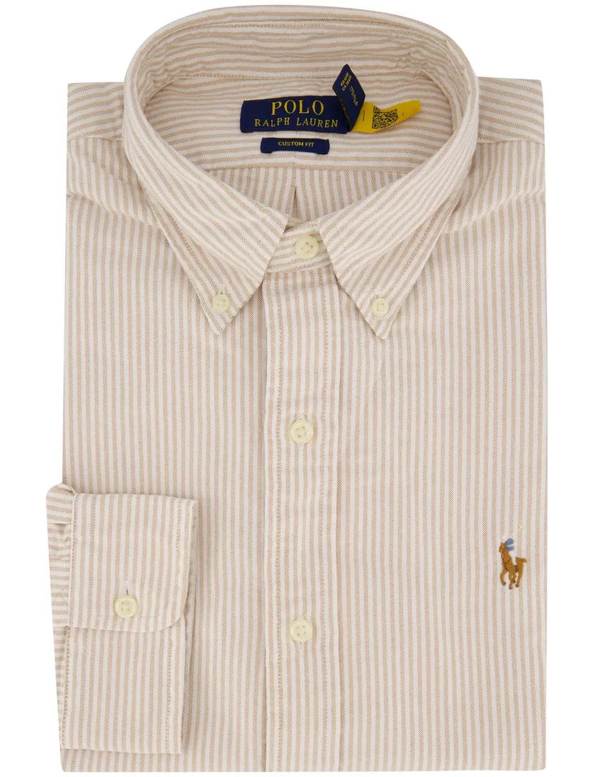 Overhemd Polo Ralph Lauren Custom Fit beige gestreept