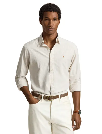 Polo Ralph Lauren Overhemd Polo Ralph Lauren Custom Fit beige gestreept