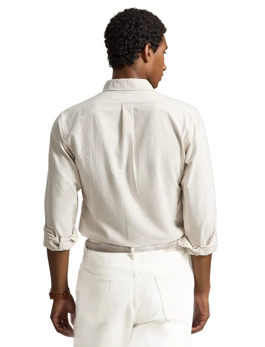 Polo Ralph Lauren Polo Ralph Lauren Custom Fit Overhemd Beige Ges
