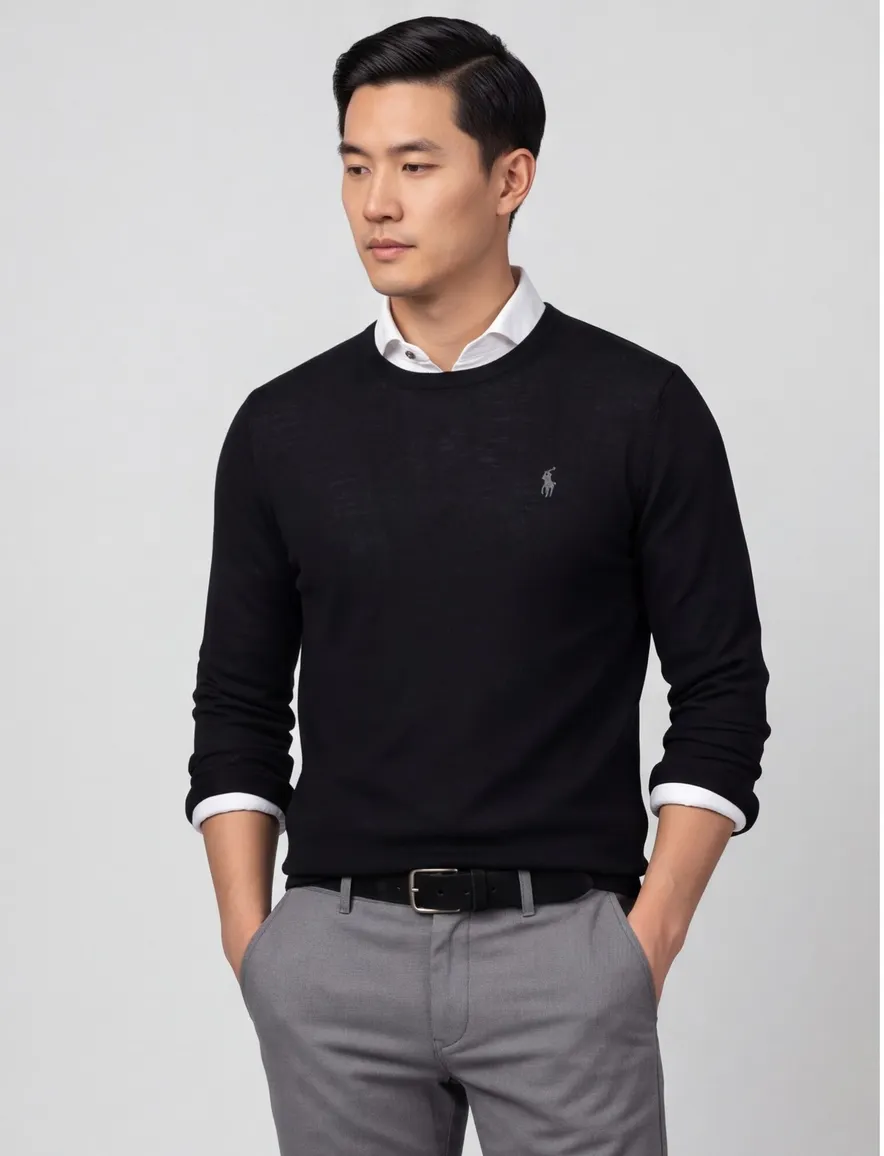 Polo Ralph Lauren Classic Fit trui zwart gebreid