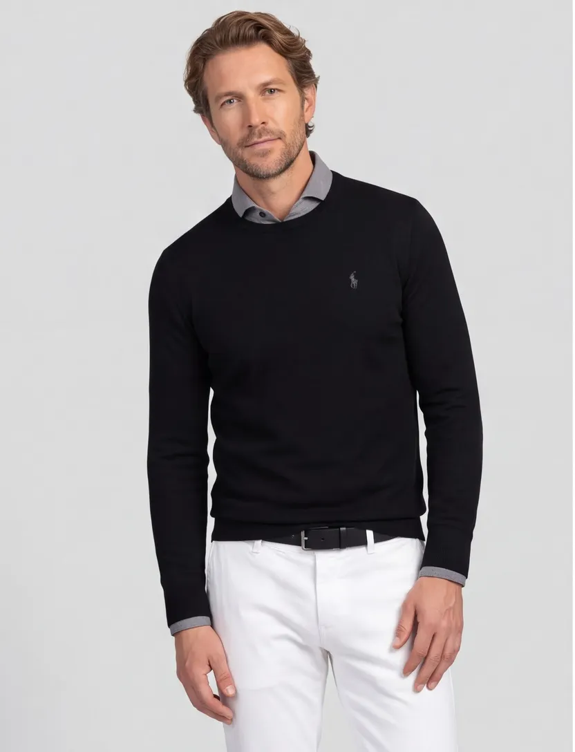 Trui Polo Ralph Lauren Classic Fit zwart gebreid