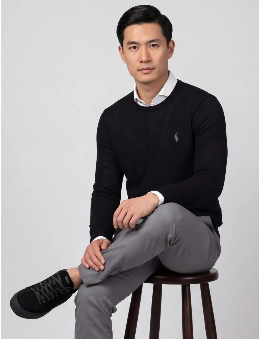 Polo Ralph Lauren Classic Fit trui zwart gebreid