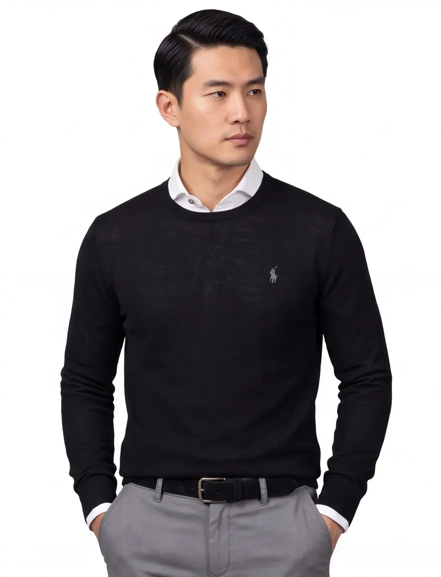 Polo Ralph Lauren Classic Fit trui zwart gebreid