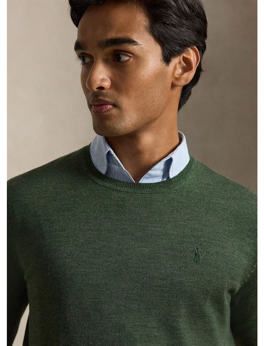 Polo Ralph Lauren trui ronde hals donkergroen gemeleerd