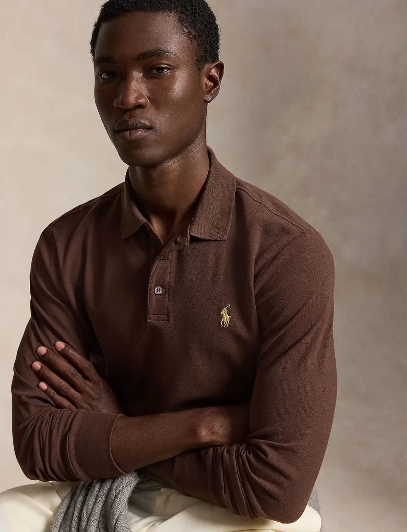 Poloshirt Polo Ralph Lauren Custom Slim Fit bruin