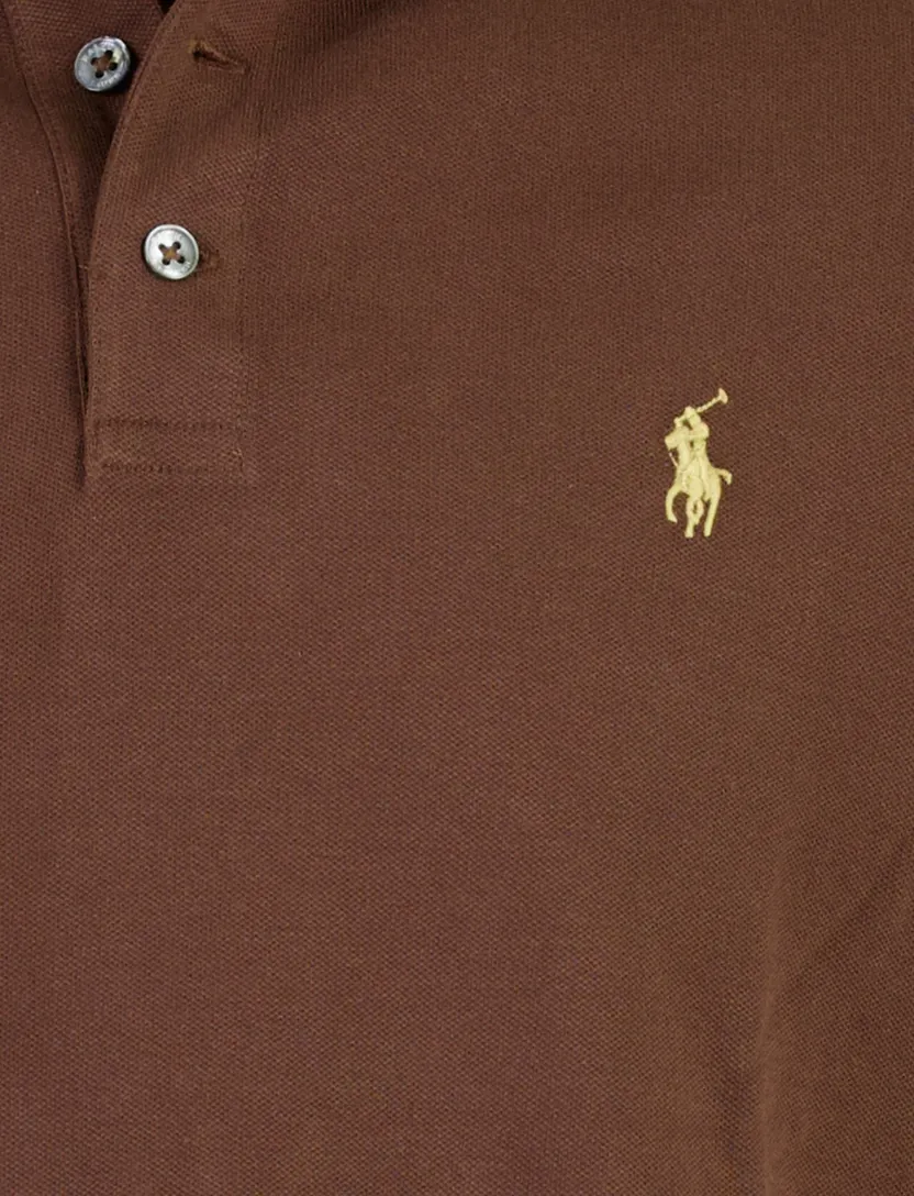 Poloshirt Polo Ralph Lauren Custom Slim Fit bruin