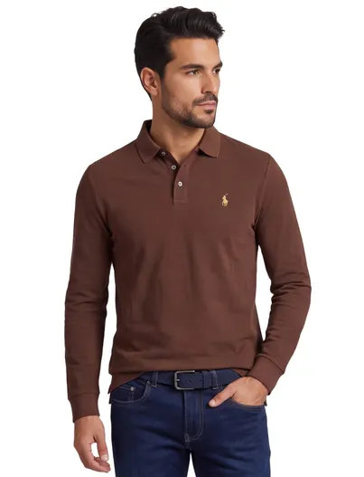 Polo Ralph Lauren Polo Ralph Lauren Custom Slim Fit poloshirt bruin
