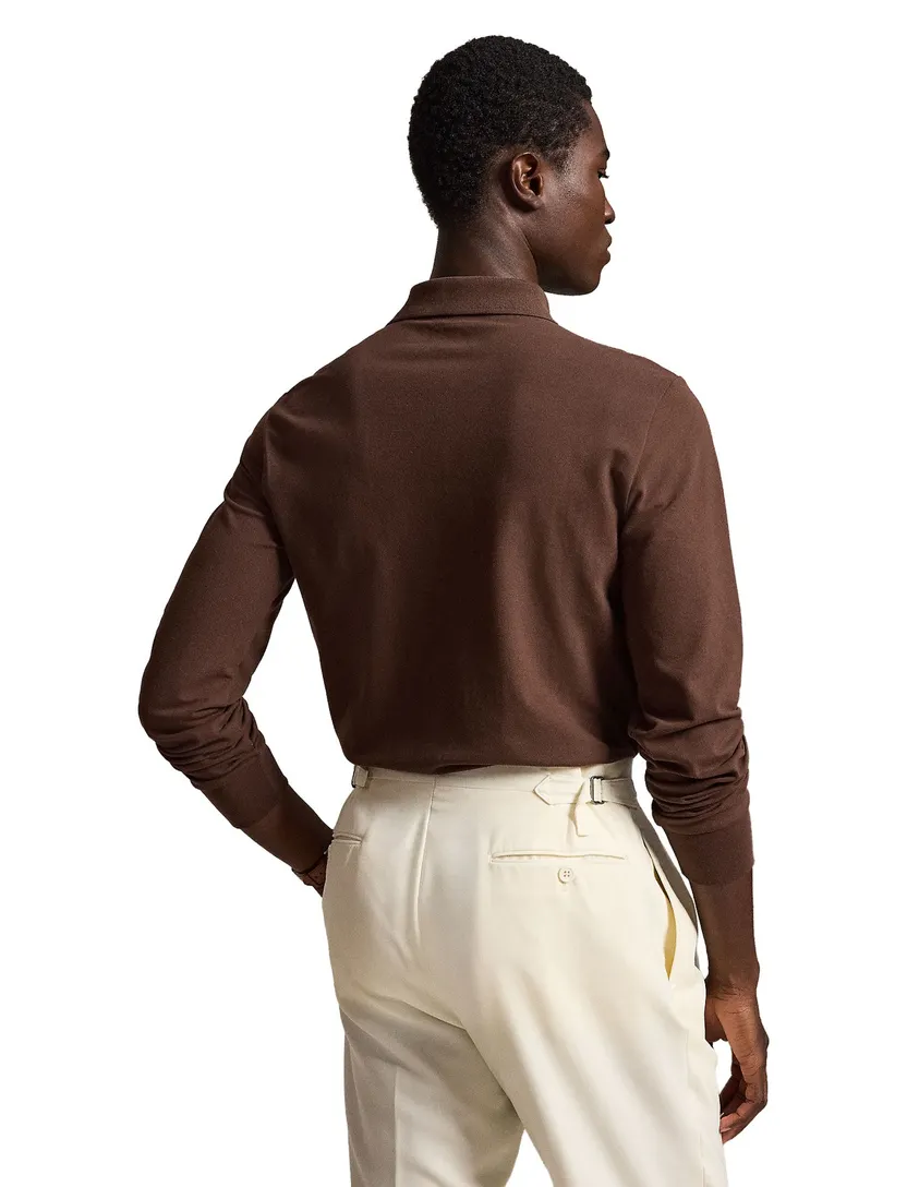 Poloshirt Polo Ralph Lauren Custom Slim Fit bruin