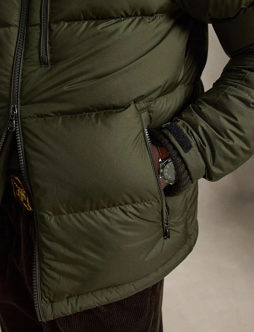Pufferjassen Polo Ralph Lauren olijfgroen afneembare capuchon
